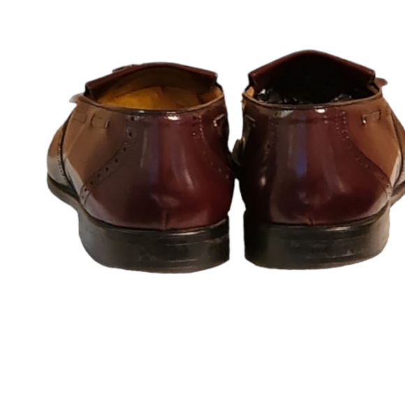 Men Vintage Leather Burgundy Slip On Tassel Shoes by Perry Ellis Size 11W - Picture 5 of 10